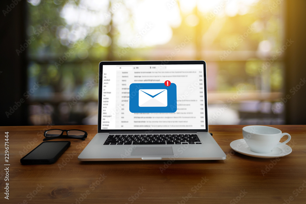 Aufkleber mail communication connection message to mailing contacts phone global letters concept