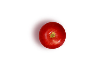 top view of red and beautiful apple isolated and white background