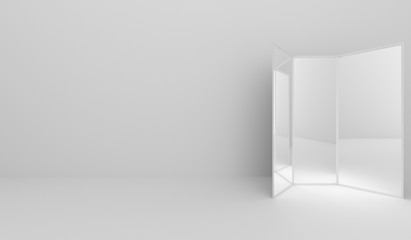 room and mirror glass, 3D rendering