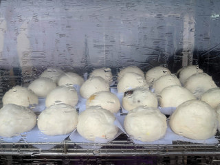 steamed stuff bun, chinese food, in the glass Incubator