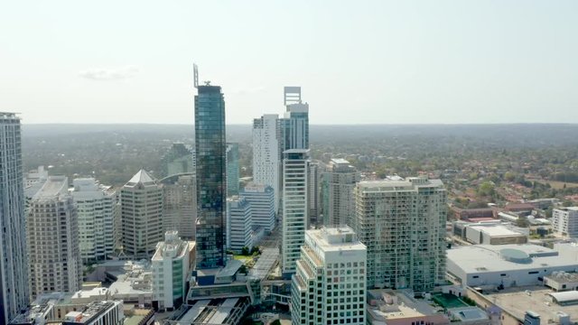 Sydney chatswood center buildings drone footage