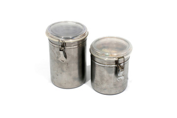 Set of different pots, isolated on white.