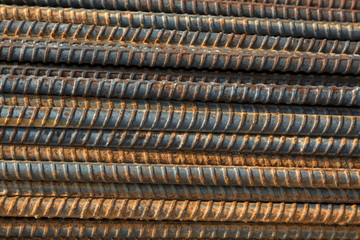 Rustic old Reinforcing steel bars background