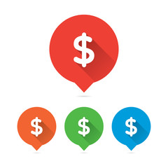 Colorful Round Long Shadow Dollar Sign Markers