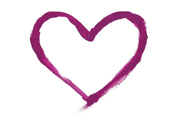 Purple color paint stroke in heart shape on background