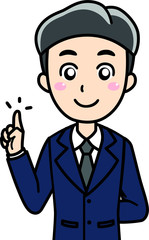  男性会社員サラリーマンの案内紹介ワンポイント