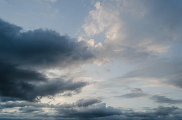 Naklejka na ściany i meble Landscape of blue sky, landscape sunset, background with many clouds.