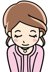 女性OL会社員の挨拶、お辞儀