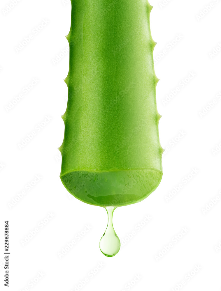 Wall mural Aloe Vera gel dripping over white background - Wall murals
