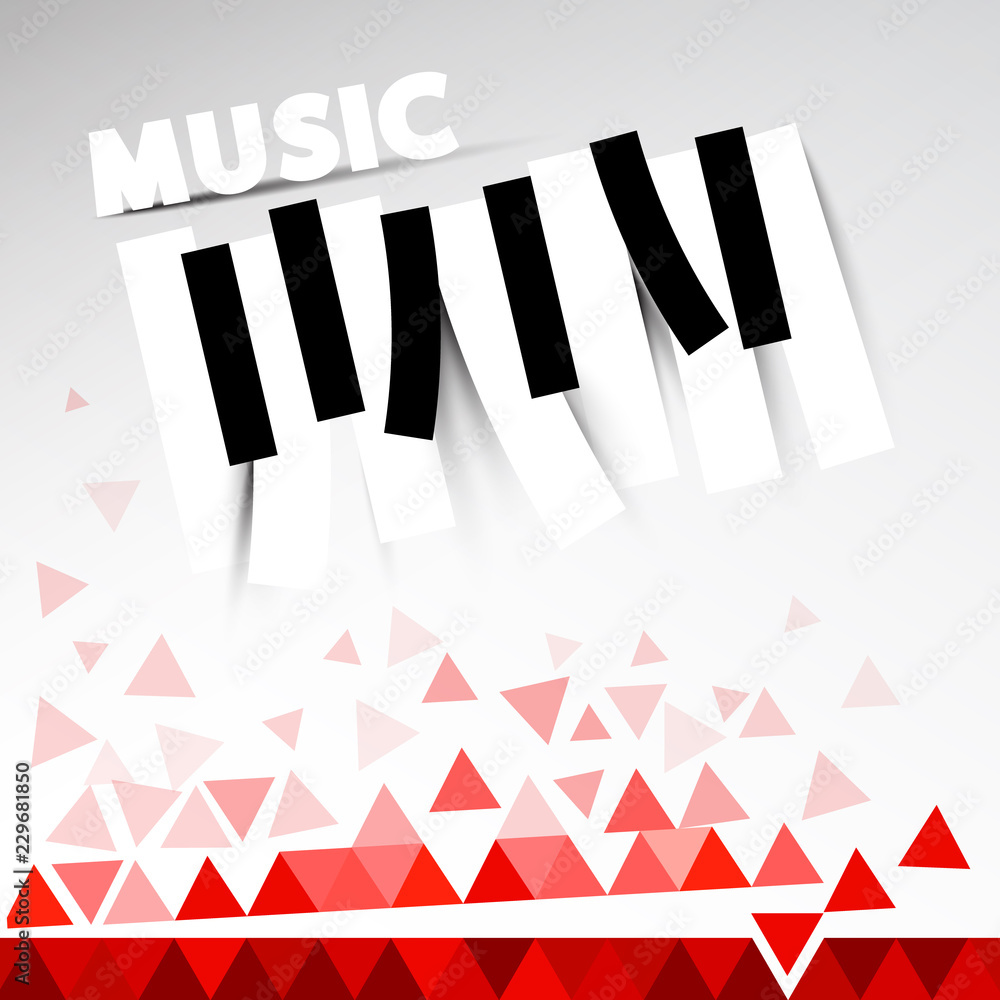 Poster music design with keys and triangles