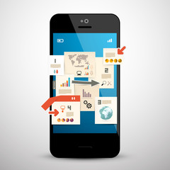 Business Infographic on Mobile Phone Vector Illustration