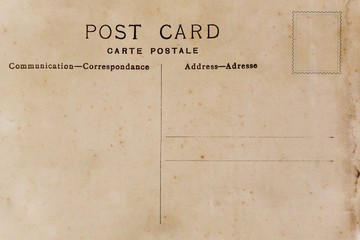 Back of vintage blank postcard with dirty stain
