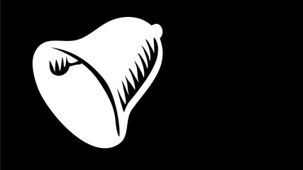 2d Animation motion graphics showing a retro woodcut style bell ringing or tolling on white screen, green screen with alpha matte in  HD high definition.