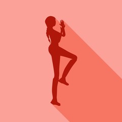 Woman in prayer pose. Web icon with long shadows for application