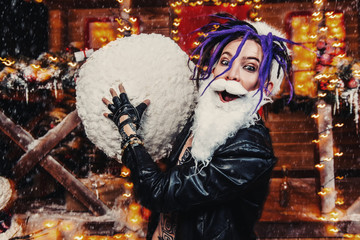 cheerful punk santa