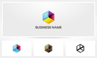 Obraz premium Movie Filmstrip Box Cube Logo