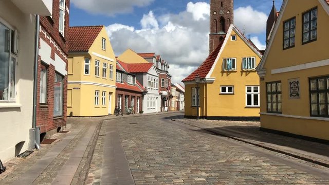 Streets of Ribe. The oldest city of Denmark. Danish architecture.