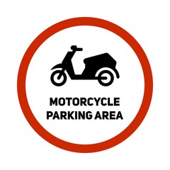 Motorcycle parking area sign icon.