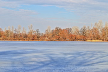winter landscape with river and trees