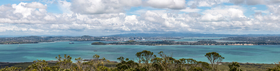 Fototapeta na wymiar Landscape of Auckland city from Rangitoto Island, New Zealand.