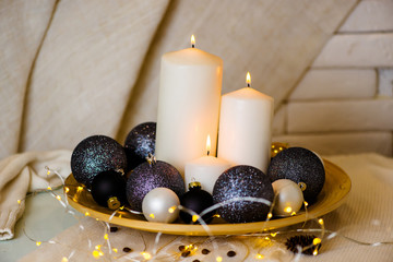 Christmas decorations and candles