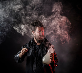 Wizard / scientist experimenting with a drink