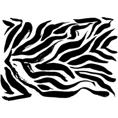 Brush painted zebra pattern. Black and white stripes grunge background.