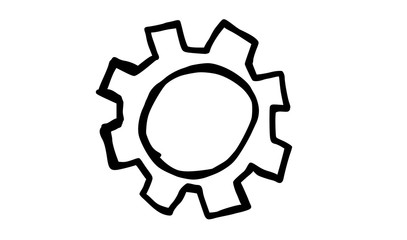 doodle cog hand draw with white background, illustration, vector