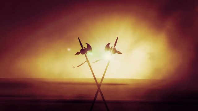 Crossed Axes in the Desert Under a Storm