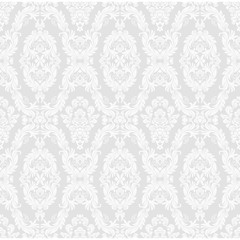 Seamless grey background with white pattern in baroque style. Vector retro illustration. Ideal for printing on fabric or paper for wallpapers, textile, wrapping.