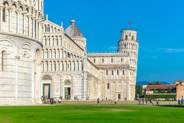 The Leaning Tower in a sunny day in Pisa, Italy