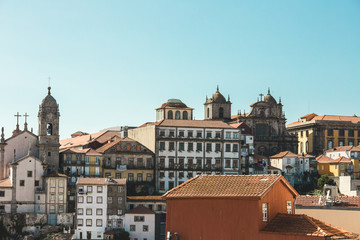 Porto in Portugal and its ancient and picturesque architecture of buildings and houses surrounding the Douro River