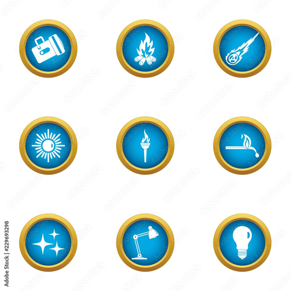 Poster artificial lighting icons set. flat set of 9 artificial lighting vector icons for web isolated on wh