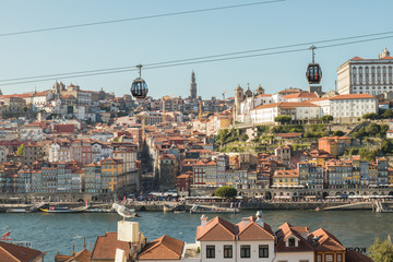 Fototapeta na wymiar Porto, Portugal. Beautiful sunny day of the Douro river 