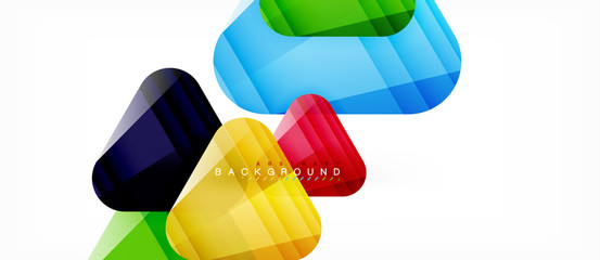 Glass triangles modern geometric composition, abstract background