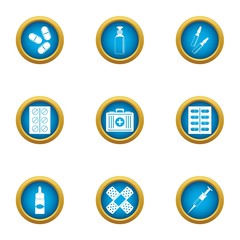 Patch icons set. Flat set of 9 patch vector icons for web isolated on white background