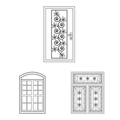 Vector design of door and front logo. Collection of door and wooden vector icon for stock.