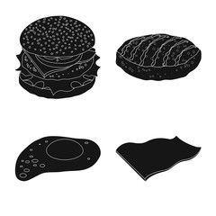 Vector design of burger and sandwich symbol. Set of burger and slice stock symbol for web.