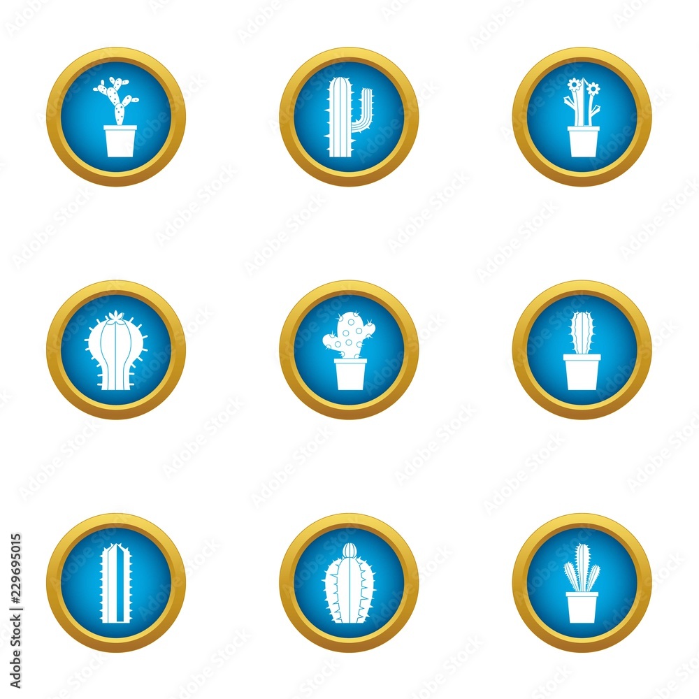 Poster thorn shrub icons set. flat set of 9 thorn shrub vector icons for web isolated on white background