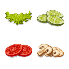 Vector design of burger and sandwich icon. Collection of burger and slice stock vector illustration.