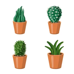 Photo sur Plexiglas Cactus en pot Illustration vectorielle du symbole de cactus et de pot. Collection d& 39 icônes vectorielles de cactus et de cactus pour le stock.