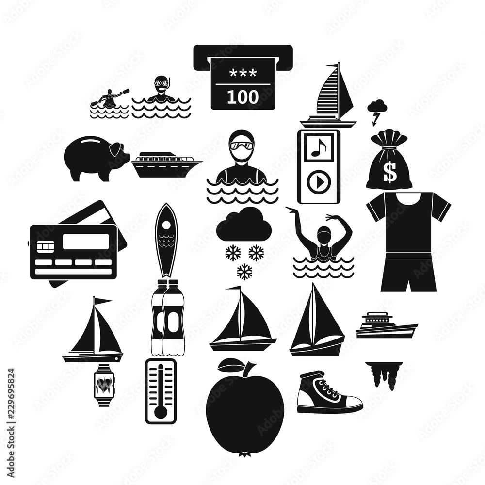 Poster exercise icons set. simple set of 25 exercise vector icons for web isolated on white background
