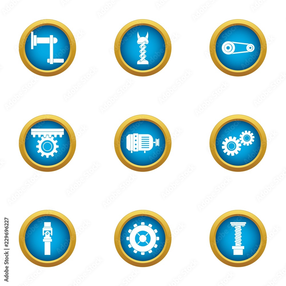 Poster cogwheel icons set. flat set of 9 cogwheel vector icons for web isolated on white background