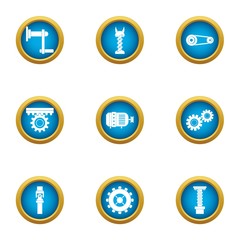 Cogwheel icons set. Flat set of 9 cogwheel vector icons for web isolated on white background