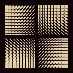 graphic squares wave set pattern in ivory black