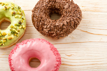 donuts on wooden background