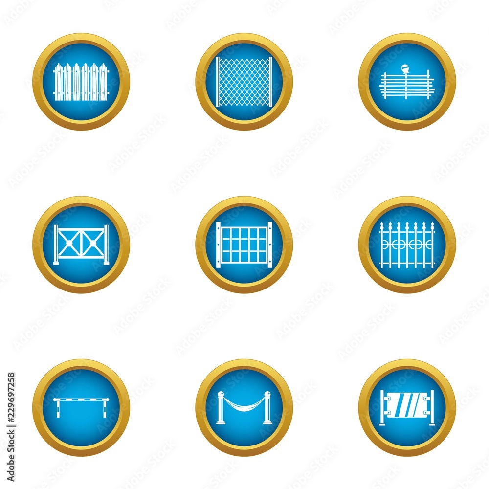 Poster gate icons set. flat set of 9 gate vector icons for web isolated on white background