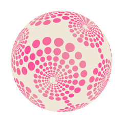 abstract sphere with dots spirals pattern in soft pink ivory