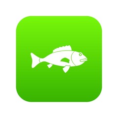Fish icon digital green for any design isolated on white vector illustration