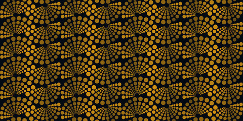 curtain style seamless tile fan dots pattern gold black
